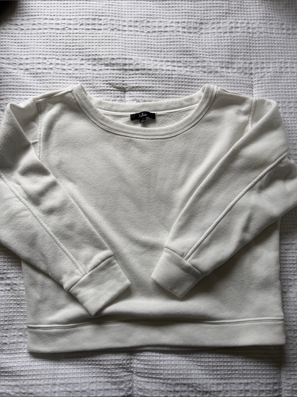 Lulu's Off-White Crewneck Pullover Sweatshirt